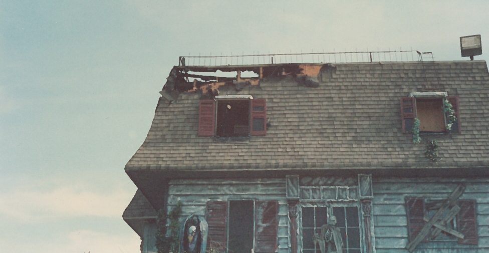 the roof of a haunted house attraction