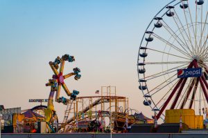 View of the Pier with rides and Giant wheel