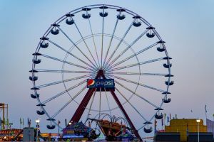 Jolly Roger Giant Wheel on the pier at dusk