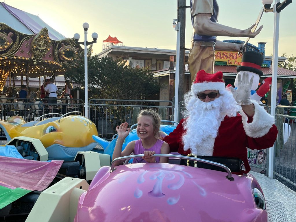 Santa on the Whale Ride at Jolly Roger Pars