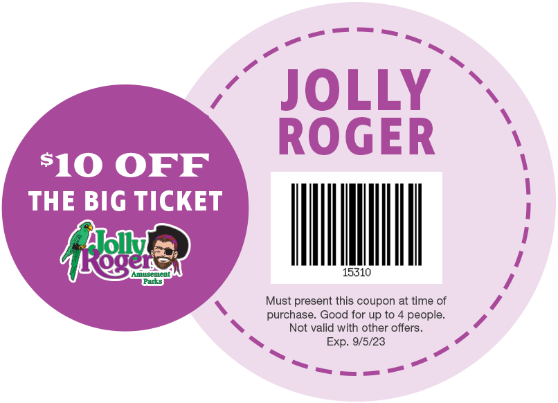 $10 OFF The Big Ticket at Jolly Roger Amusement Parks