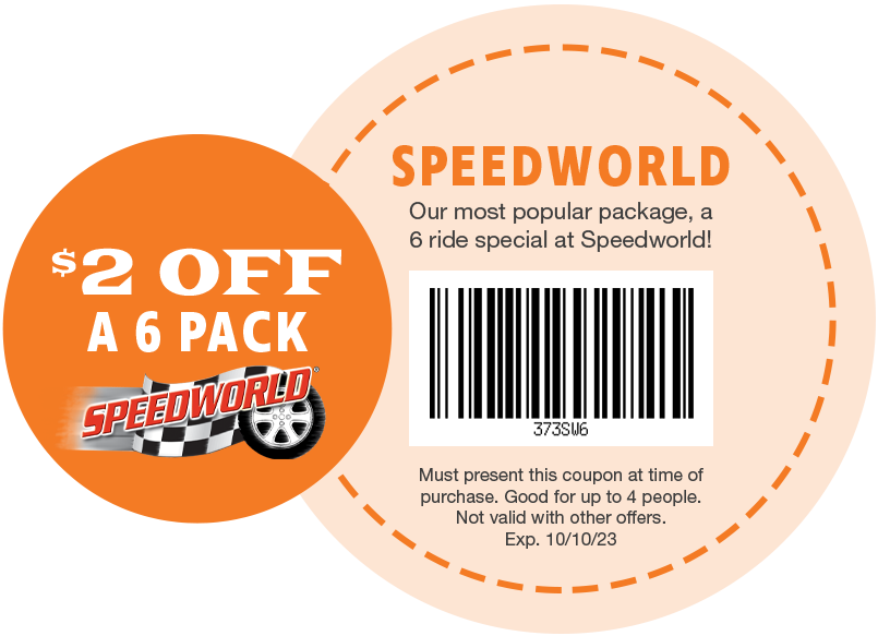 $2 OFF A 6 Pack at Jolly Roger SpeedWorld