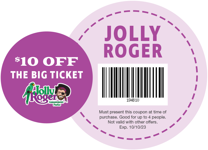$10 OFF The Big Ticket at Jolly Roger Amusement Parks