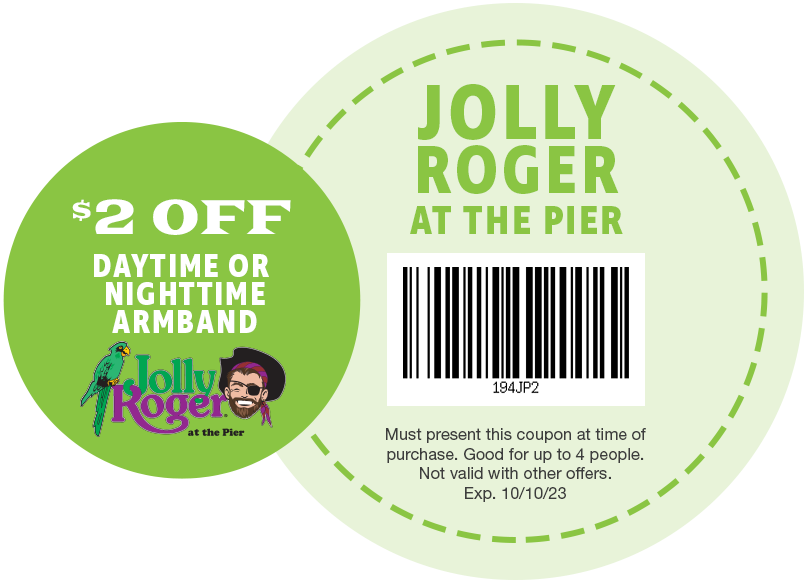 $2 OFF Daytime or Nighttime Armband at Jolly Roger at the Pier