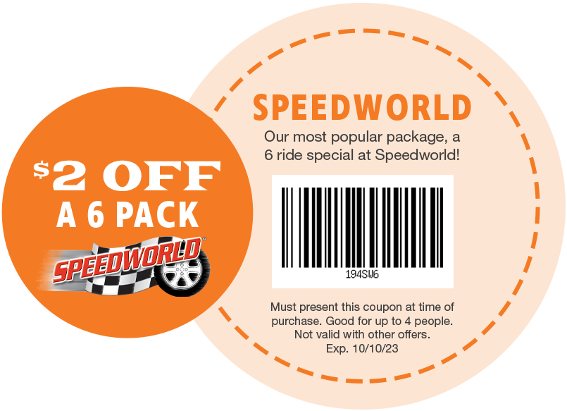 $2 OFF A 6 Pack at Jolly Roger SpeedWorld