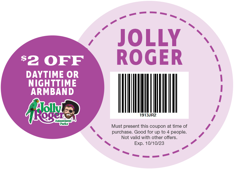 $2 OFF Daytime or Nighttime Armband at Jolly Roger Amusement Parks
