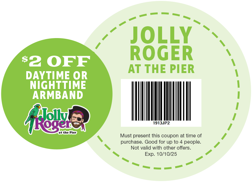 $2 OFF Daytime or Nighttime Armband at Jolly Roger at the Pier