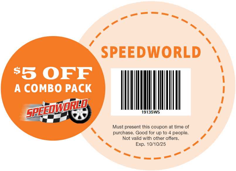 $5 OFF A Combo Pack at Jolly Roger SpeedWorld